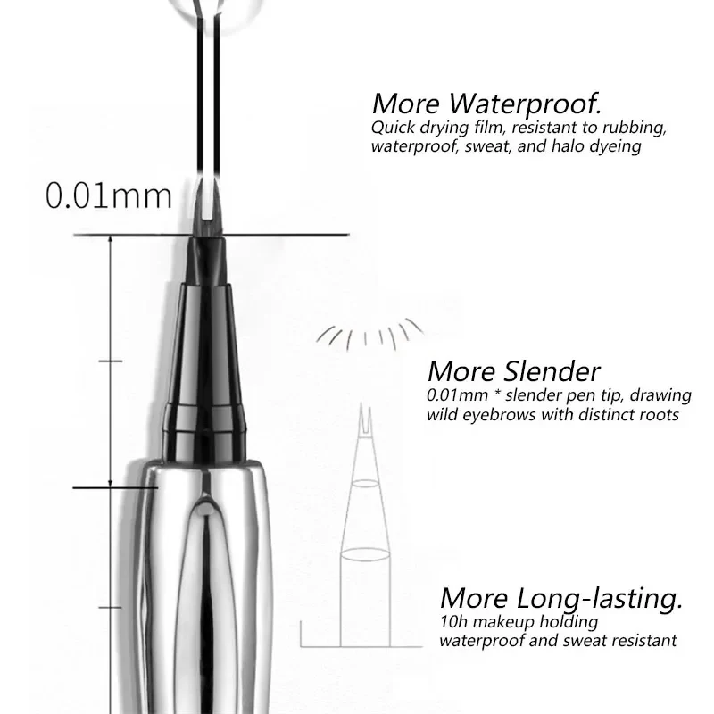 Lápiz de cejas ultrafino líquido, 2 tenedores, fácil agarre, efecto Natural, resistente al agua, maquillaje profesional de alta calidad