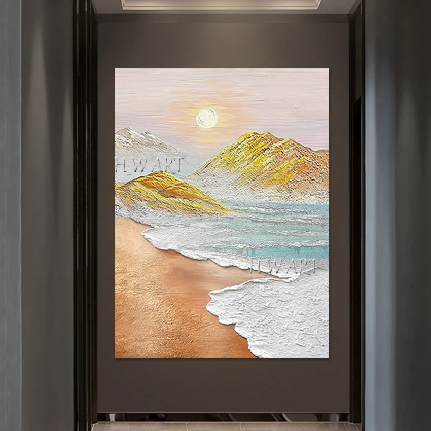 

Картины маслом с морской волной, художественная картина с горным пейзажем, абстрактный акриловый дизайн на холсте, без рамки, современный декор детской комнаты