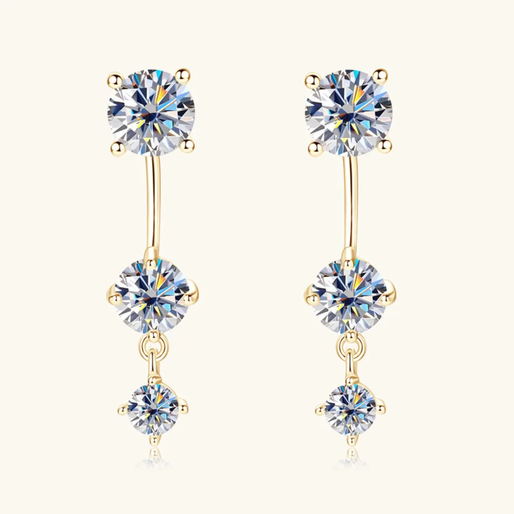 925Silver Moissanite Front Back Double Sided Drop Earrings for Women Tassel Shape Sparkling Fine Jewelry Daily Wedding Wear Gift