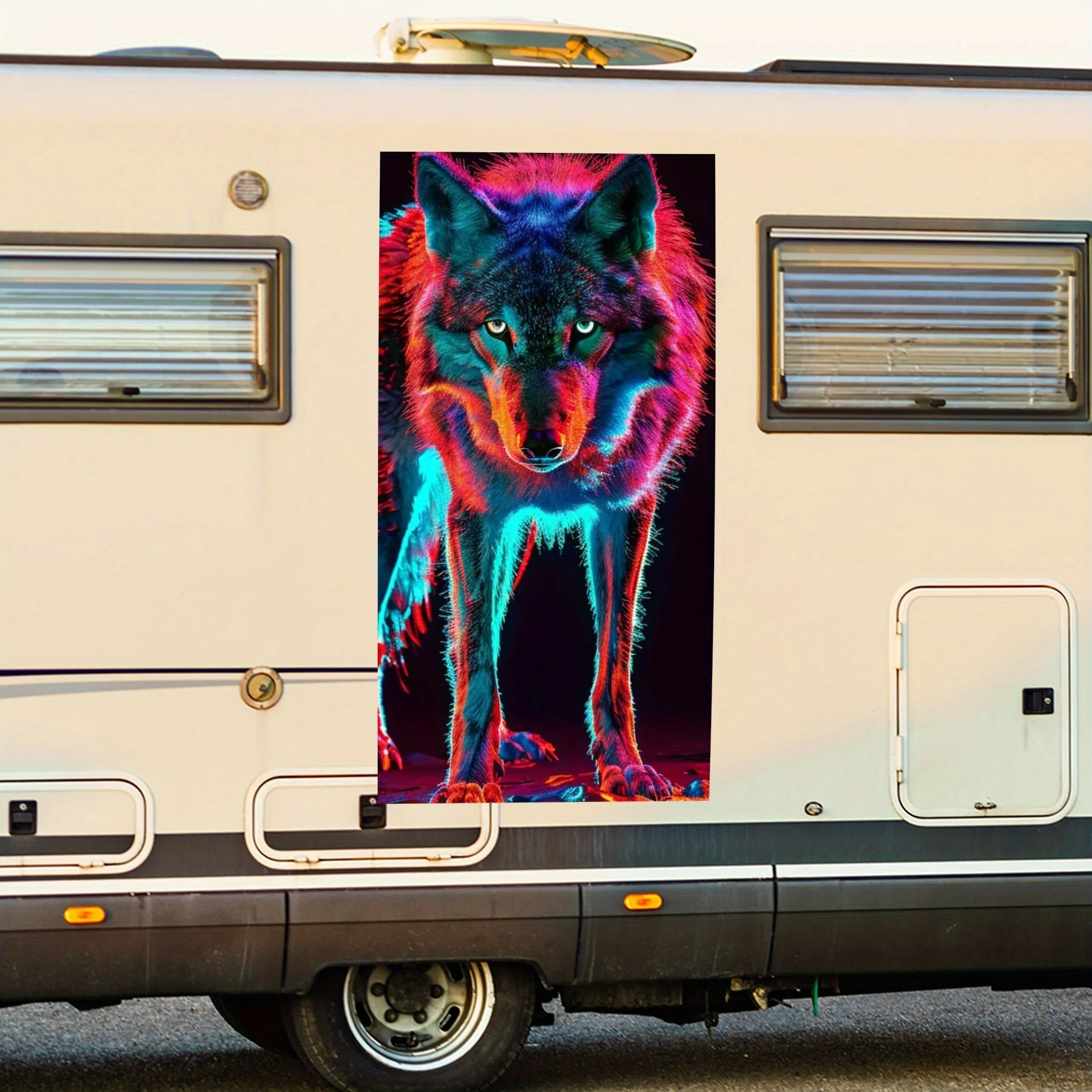 

Красочная автомобильная наклейка с волком, виниловая наклейка на заднюю часть автомобиля, водонепроницаемые самоклеящиеся виниловые наклейки для хвоста и бампера автомобиля, украшение