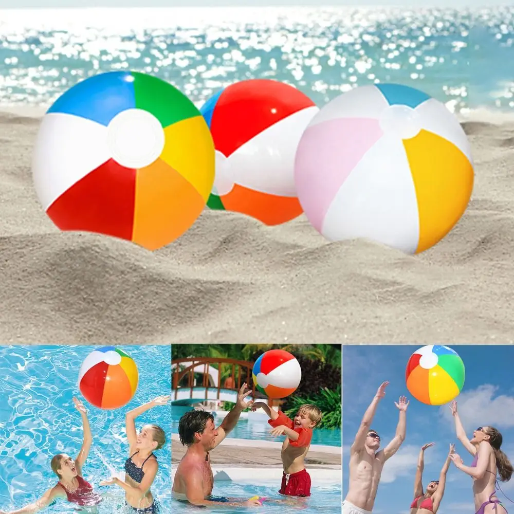 Divertente pallone da spiaggia gonfiabile grande giocattolo da festa 30 cm pallone da spiaggia arcobaleno in PVC colorato sei colori palloni da spiaggia gonfiabili per bambini