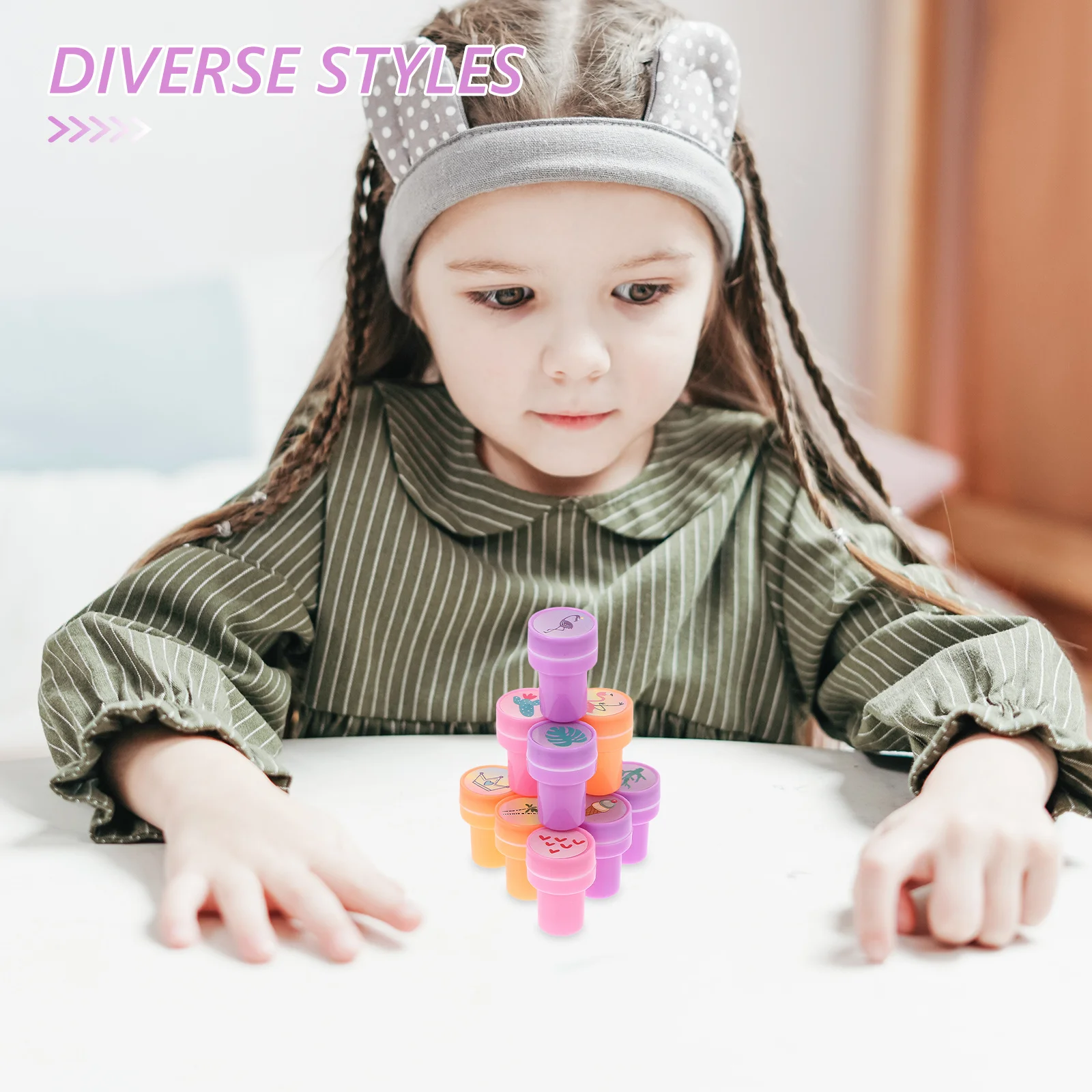 10 個子供用フラミンゴ夏スタンプ子供用セルフインクスタンプパーティー教室報酬教育クラフトセット