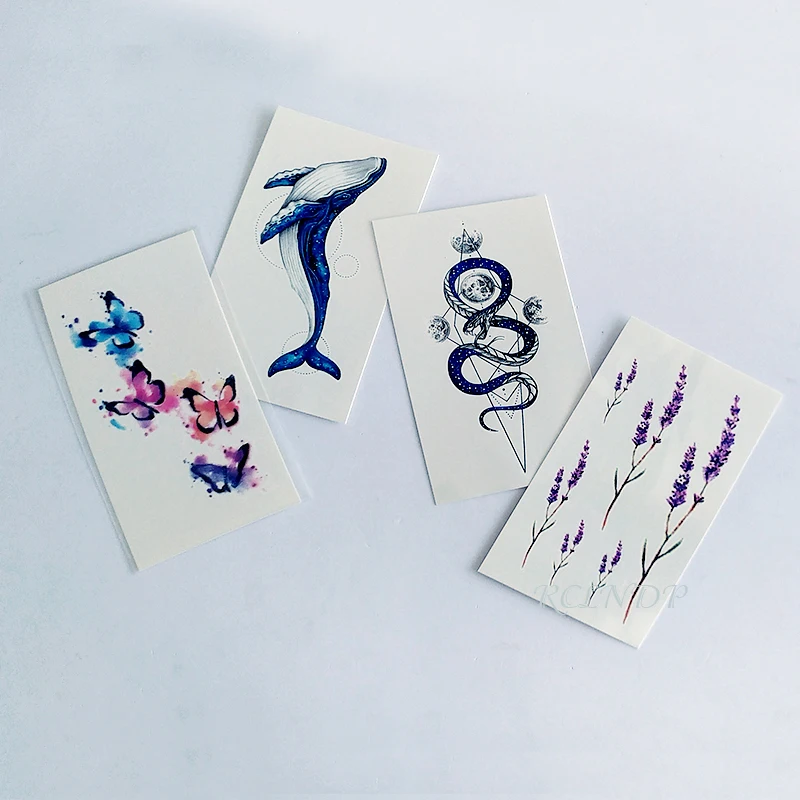 Waterproof Temporary Tattoo Sticker  butterfly whale snake moon flower small tatto flash tatoo fake tattoos for women men kid