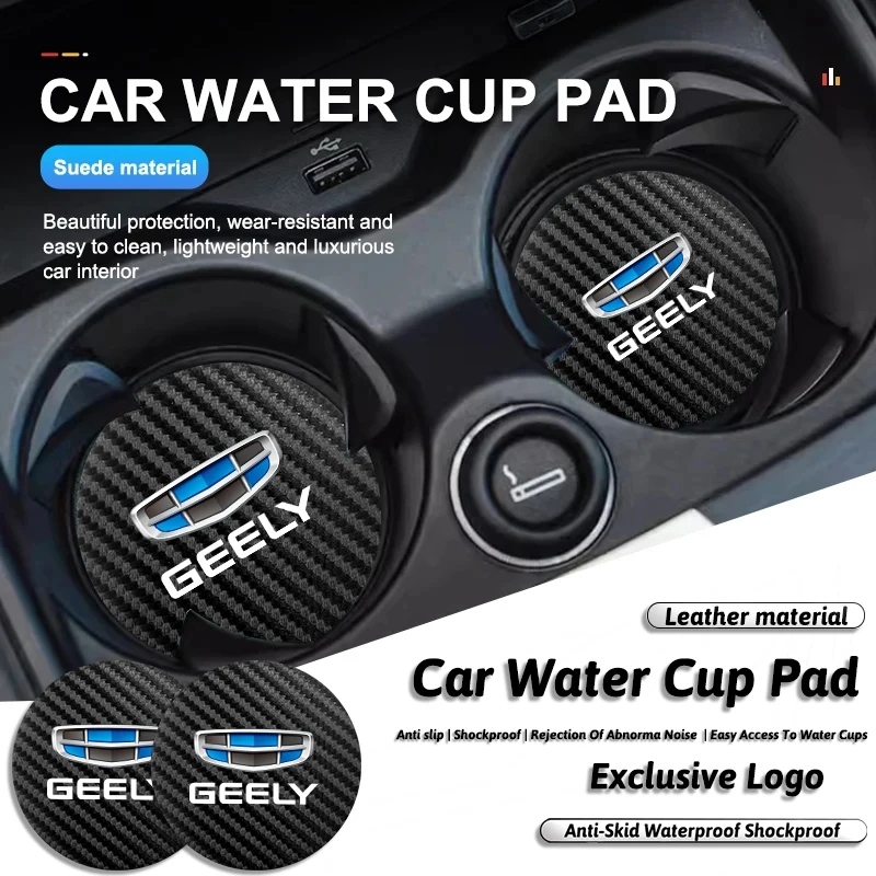 2 pçs porta-copos à prova dwaterproof água do carro antiderrapante copo de água esteira para geely emgrand x7 ec7 ec8 ge gt ev8 ex7 atlas boyue ck2 gc6 nl3 x6