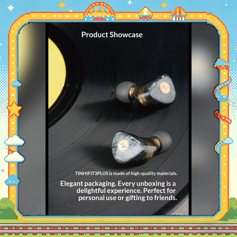 TINHIFI T3 Plus Wired HiFi In-Ear Earphones 10mm LCP Dynamic Driver 0.78mm 2Pin Detachable Cable For Gifts