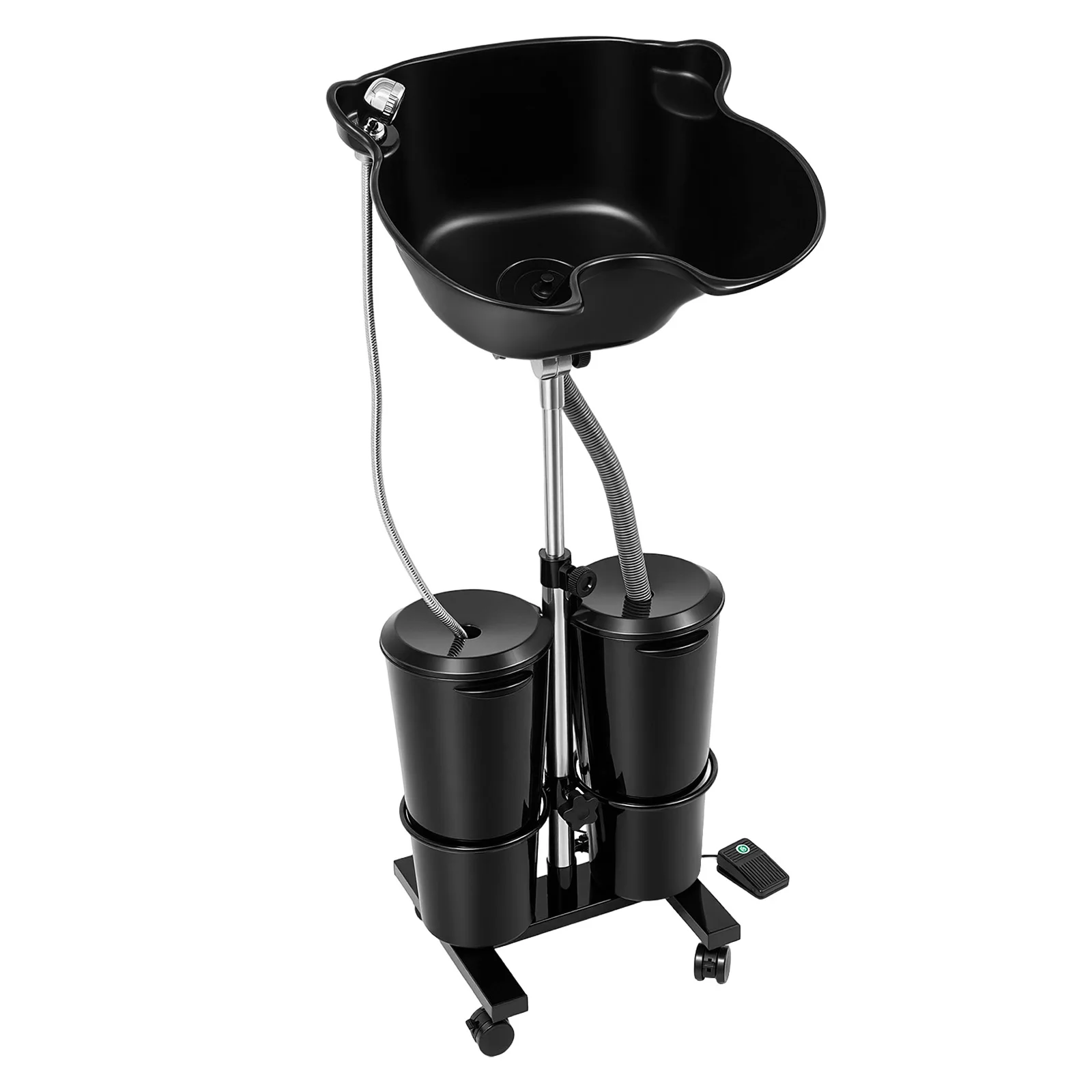 Tragbares Shampoo-Becken 10L 2-Eimer Mobiles Waschbecken mit Abfluss, Winkel- und Höhenverstellbar, Salon Spa Friseursalon Werkzeuge