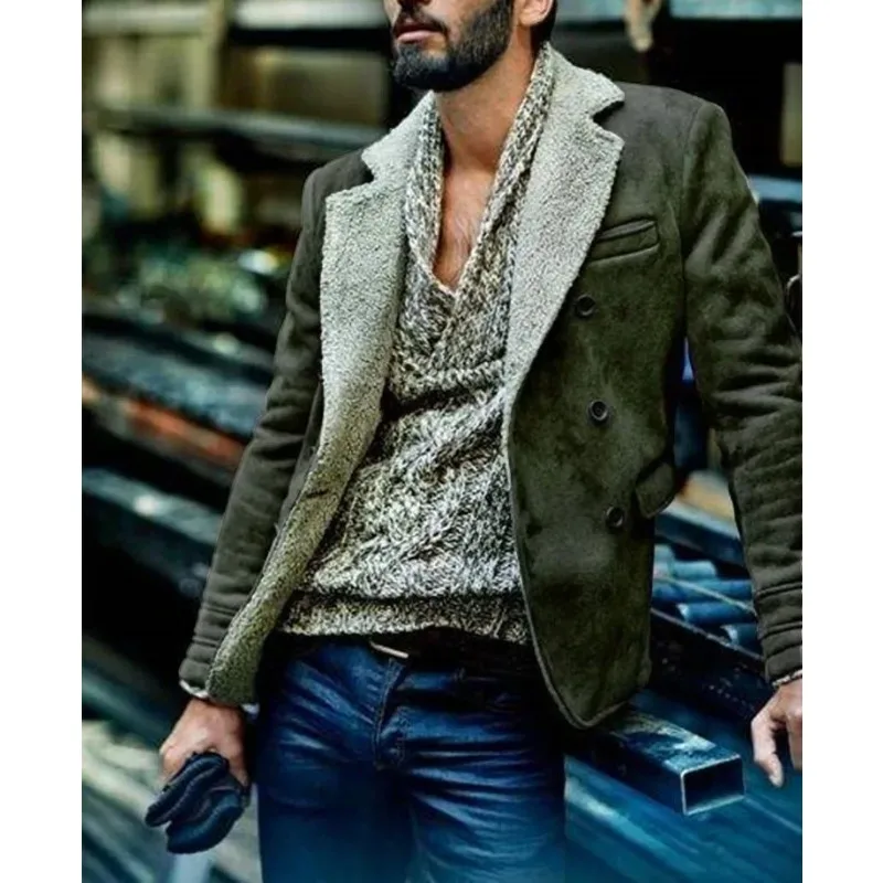 2025 Europe And The United States Imitation Fur Jacket Thick Jacket Coat Fur Integrated Men's Winter Clothing