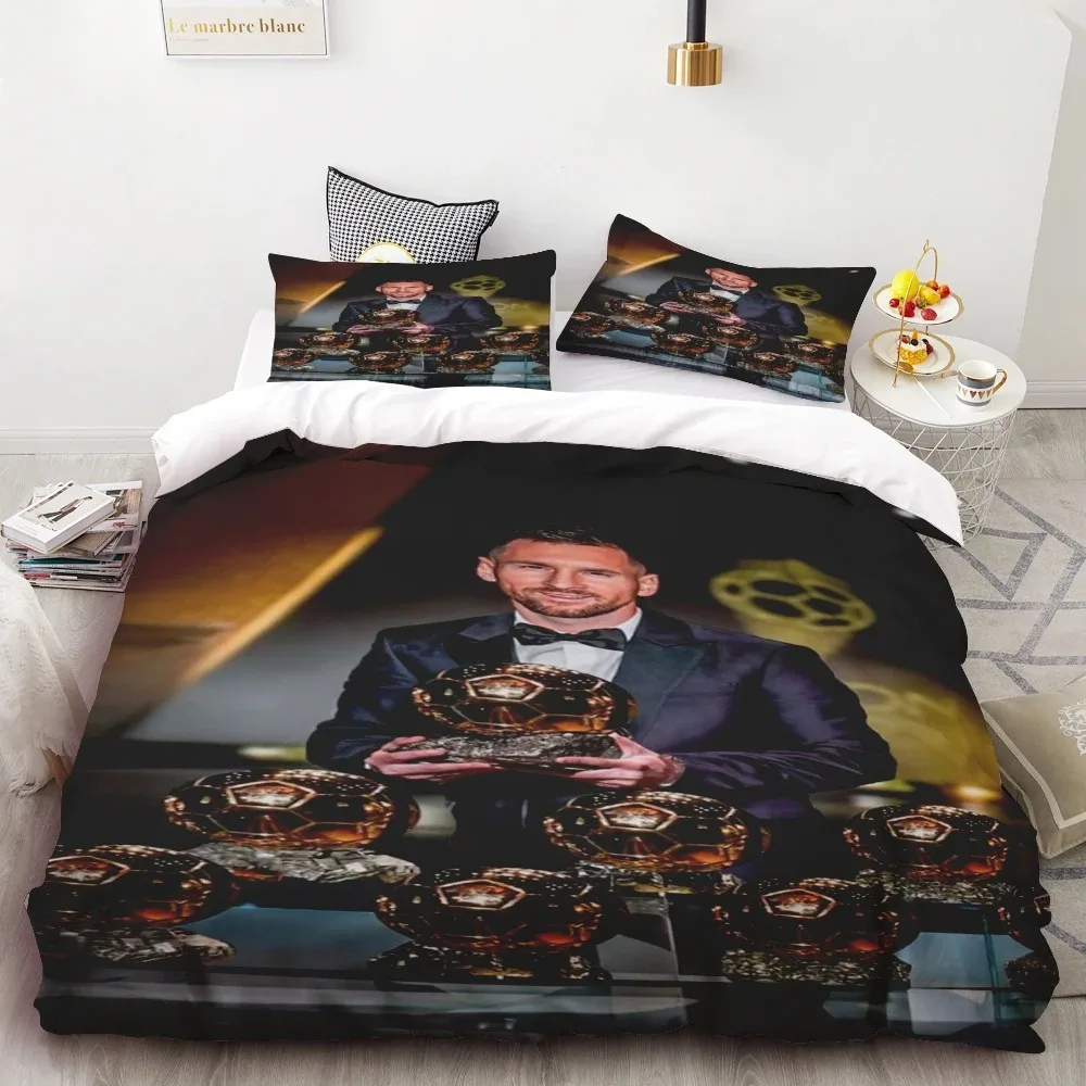 Football Star Fashion Bed Linen Set,Messi / Ronaldo Bed Linen Set with Pillowcase,Kylian Mbappe Bedding Set,Birthday Gifts