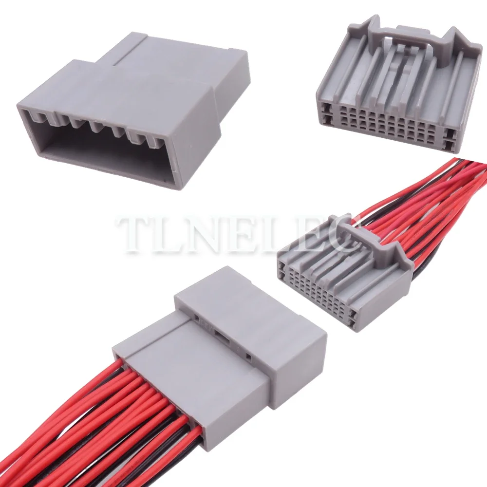 24 Pin Way Auto Hybrid Wiring Harness Connector with Wires Car Radio Power Horn Unsealed Sockets MX58024SFB MX58024PFB