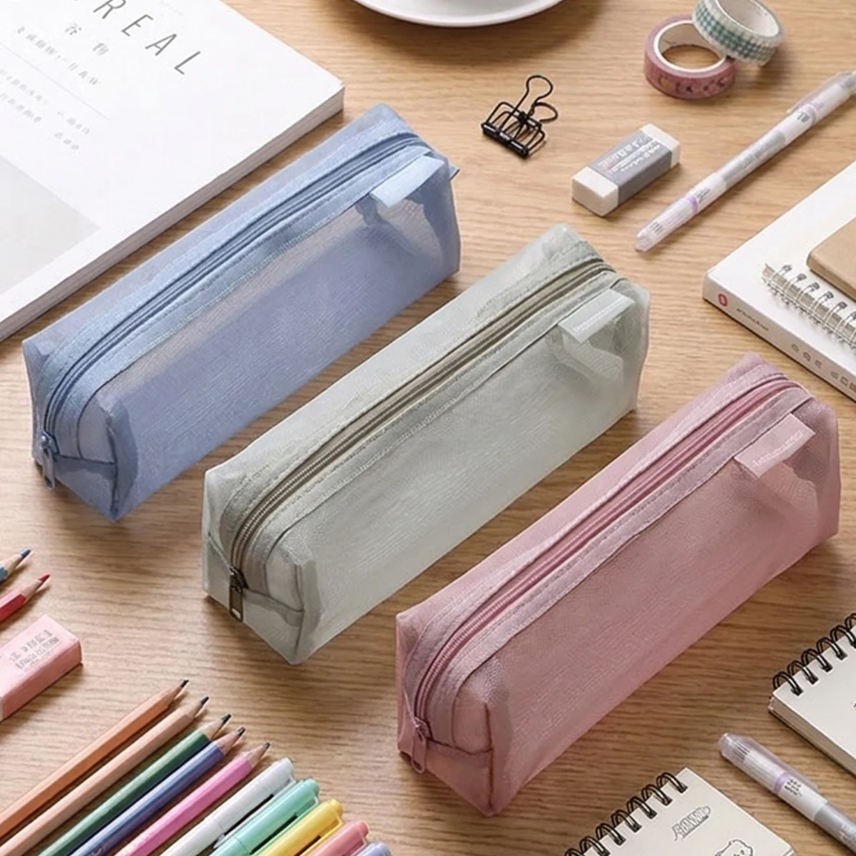 Aesthetic Large Pencil Case Pouch - Şirin Estetik Şeffaf File Kalem Kutusu