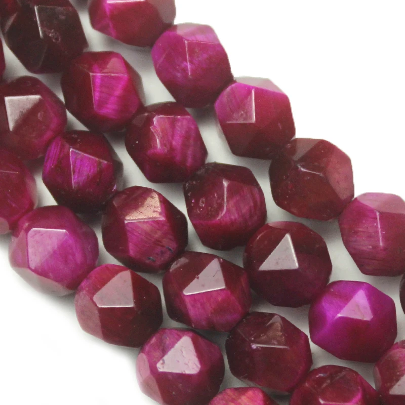 Natural Cutting wide surface Faceted Rose Pink Tiger Eye Stone Loose Beads For Jewelry Making DIY Bracelets Bracelet15