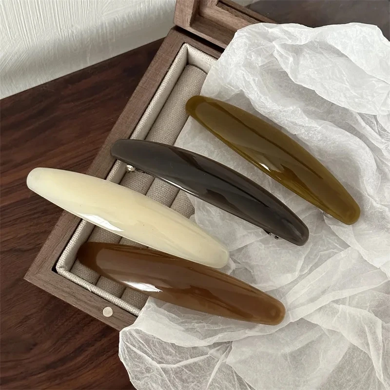 

Chic Hair Clips Plain Color Acrylic French Clip Simple Elegant Oval Geometric Hairgrip Hairpin Women Hair Accessories