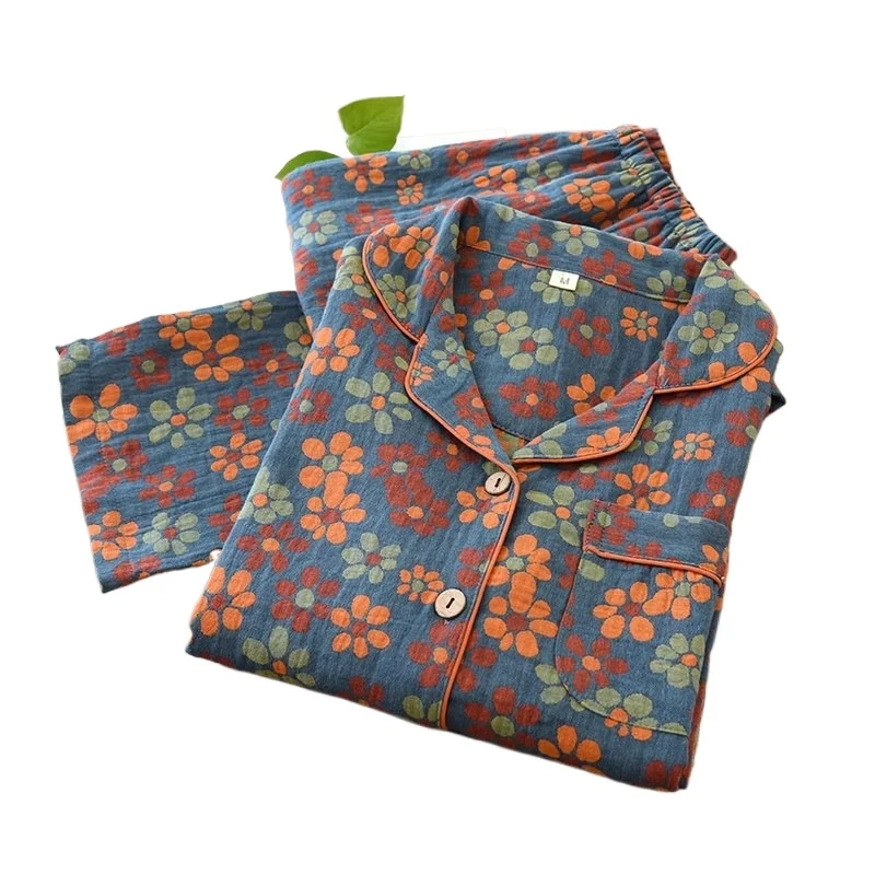 pigiama-in-cotone-a-doppio-strato-con-cardigan-a-maniche-lunghe-pantaloni-e-motivi-floreali-pastorali-3d-in-jacquard-colorato