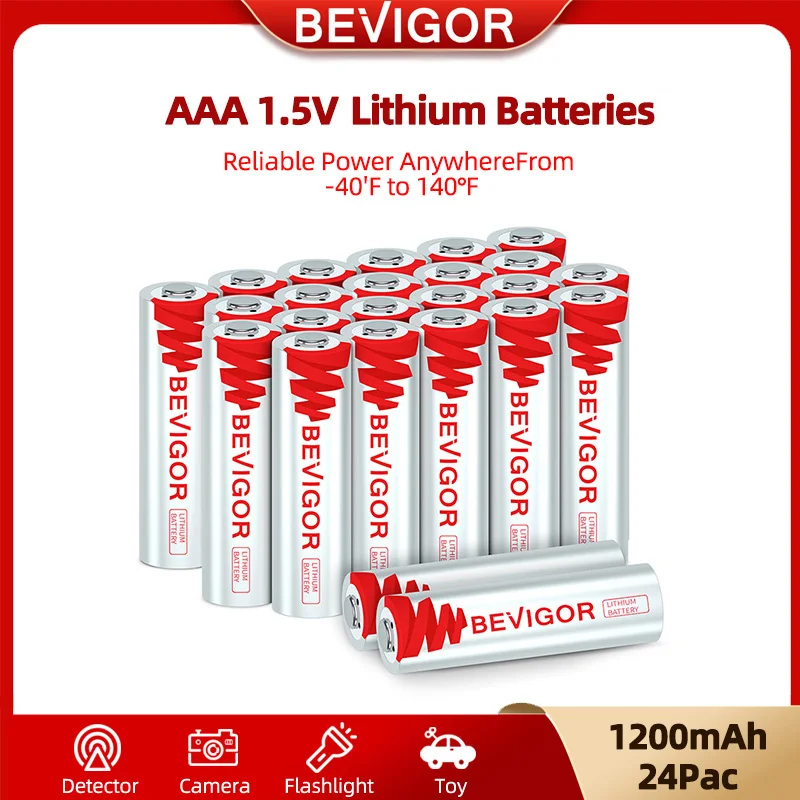 

BEVIGOR AAA Lithium Batteries 24PCS Lithium Iron Triple A Batteries 1.5V 1200mAh Longer Lasting AAA Batteries For Flashlight Toy