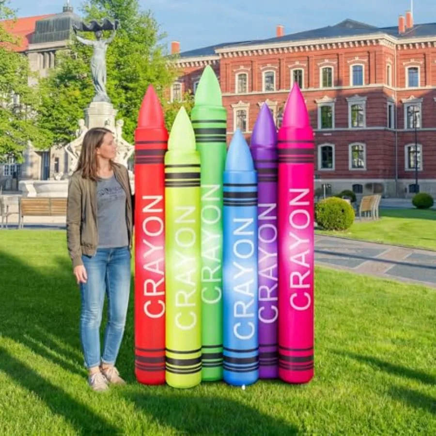 

6 ft Giant Inflatable Outdoor Decoration, Large Blow up Crayon Yard Decor with Built-in LED Light for Graduation Back to School