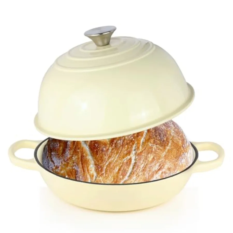 

Чугунная эмалированная жаровня (голландская печь) 6QT с крышкой для выпечки хлеба, запекания, тушения и приготовления супов, антипригарная