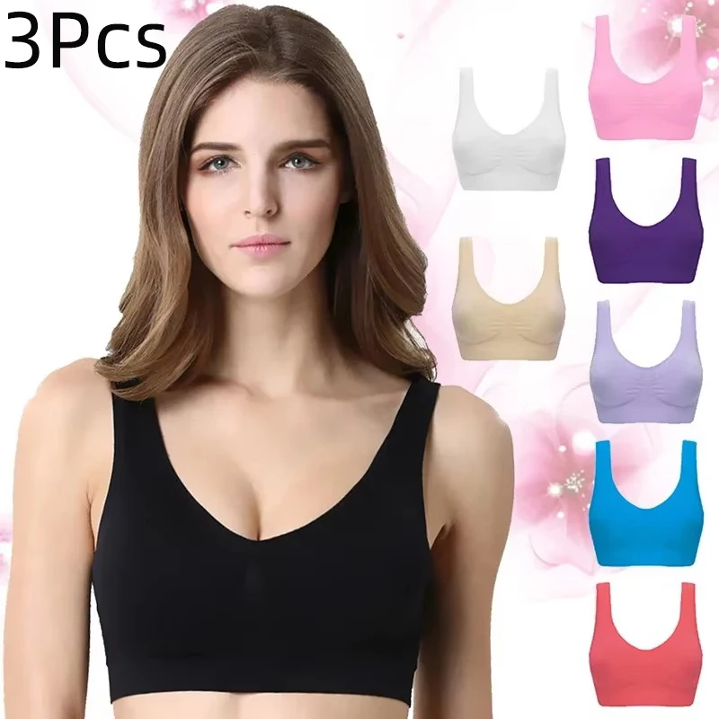 

3pcs/set Sexy Women Bra Plus Size Seamless Bra Pad Underwear Wireless Comfortable Active Bralette Brassiere Bra M-5XL