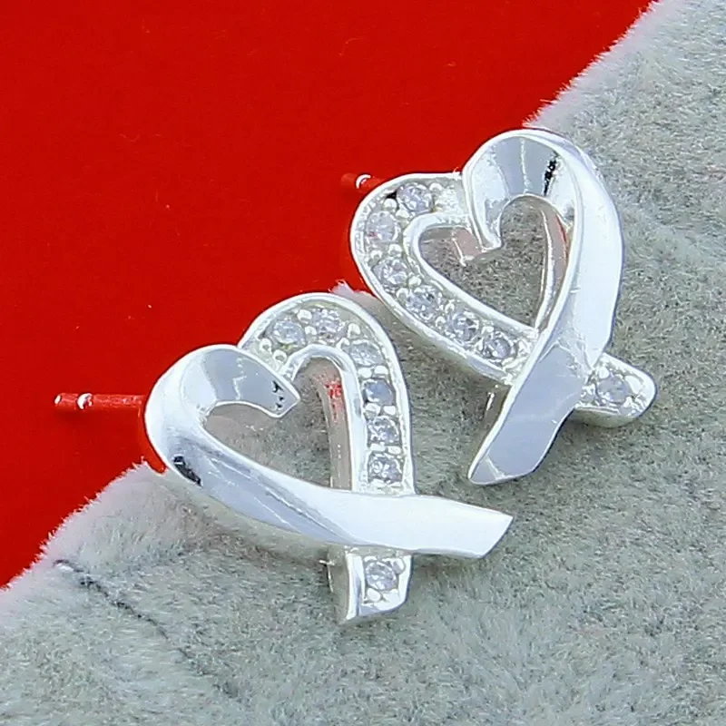 

925 Sterling Silver Heart Shape Zircon Stud Stud Earrings For Women Wedding Party Gift Accessories Fashion Jewelry