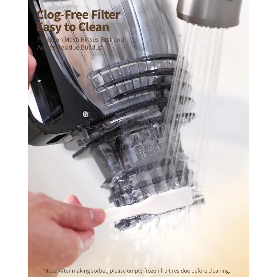 آلات عصارة بالضغط البارد مع مزلق تغذية كبير 5.8 للخضروات والفواكه بالكامل تكنولوجيا المضغ البطيء تضمن ارتفاع J