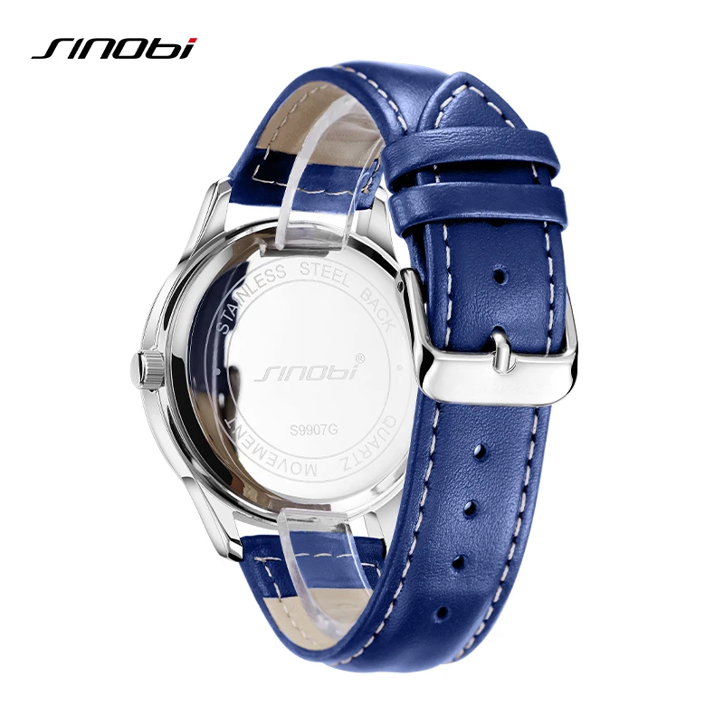 SINOBI Fashion New Style Men\'s Watches Original Design Brand Man\'s Quartz Wristwatches Top Luxury Leather Strap Male Gifts Clock