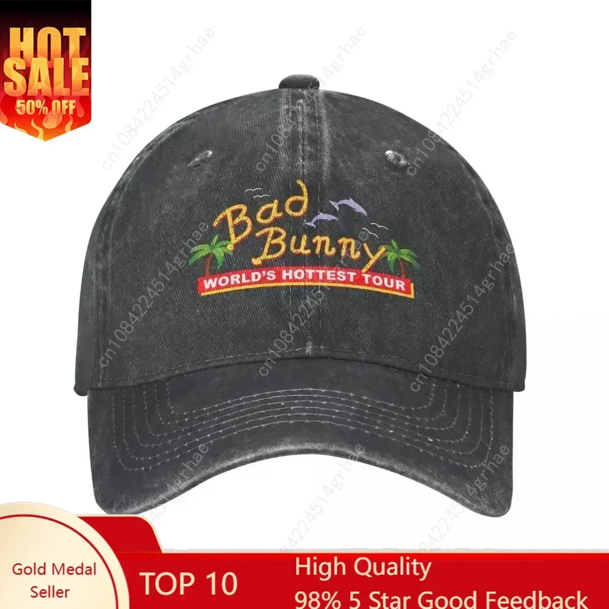 Vintage Washed Cotton Bad Bunny Un Verano Sin Ti Reggae Beach Baseball Cap Funny Dad Hat Adjustable Adult Outdoor Cap Hats