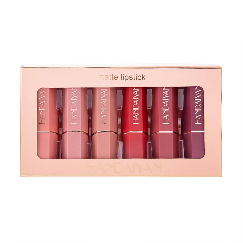 HANDAIYAN 6 Colors Lipstick Set Matte Lipstick Beauty Lip Gloss Balm 24 Hours Waterproof For Makeup Cosmetic 