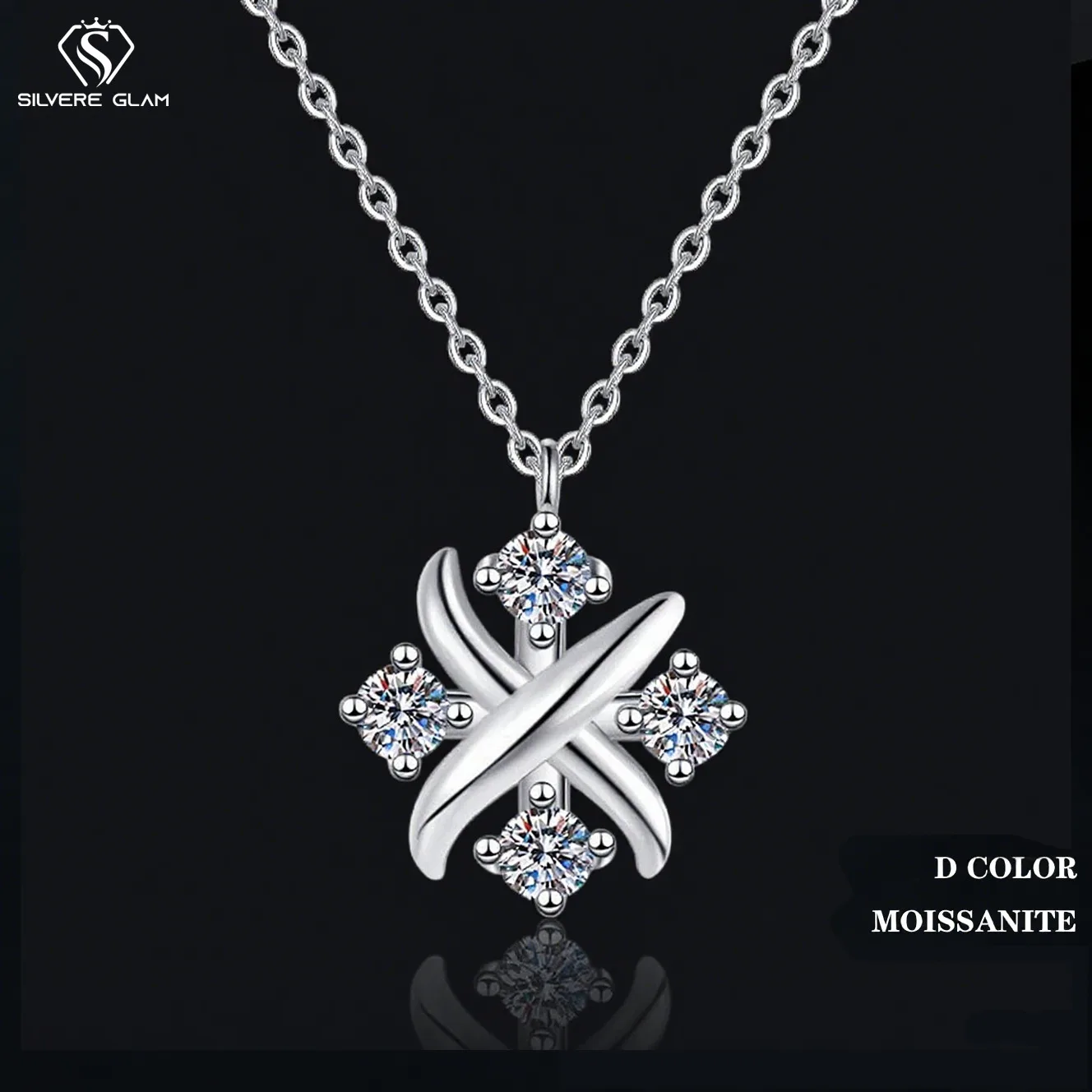 

TY New 925 Sterling Silver Moissanite Necklace Gold Plated Pt950 High-end Light Luxury Collarbone Chain