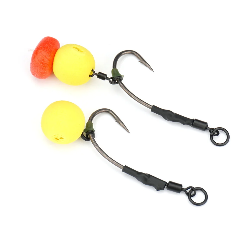 carp fishing hook set Hirisi 4Pcs Ronnie Rig Carp Fishing Ready Rigs Pre-Tied Hook Rig Set  Terminal Tackle Kit for Carp Coarse Fishing Accessory