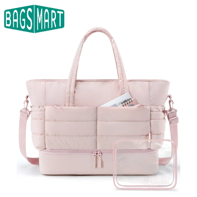BAGAMRT Torby podróżne Puffy Tote Bag Duża pojemność Pikowana torebka na ramię Podróżne torby bagażowe z separacją butów