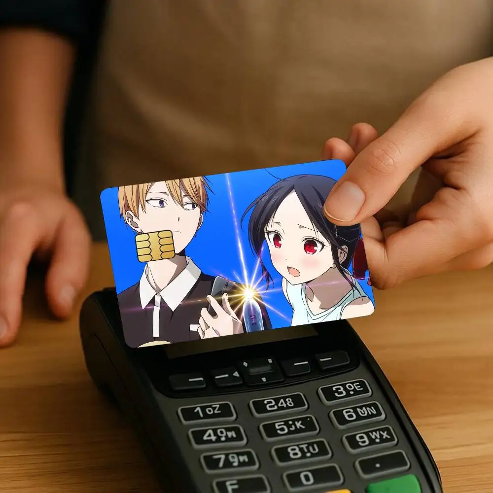 أنيمي Kaguya Sama Love is War ملصقات بطاقات الائتمان الجلد لحافلة البنك مترو 4 قطعة غطاء فيلم هدية #2