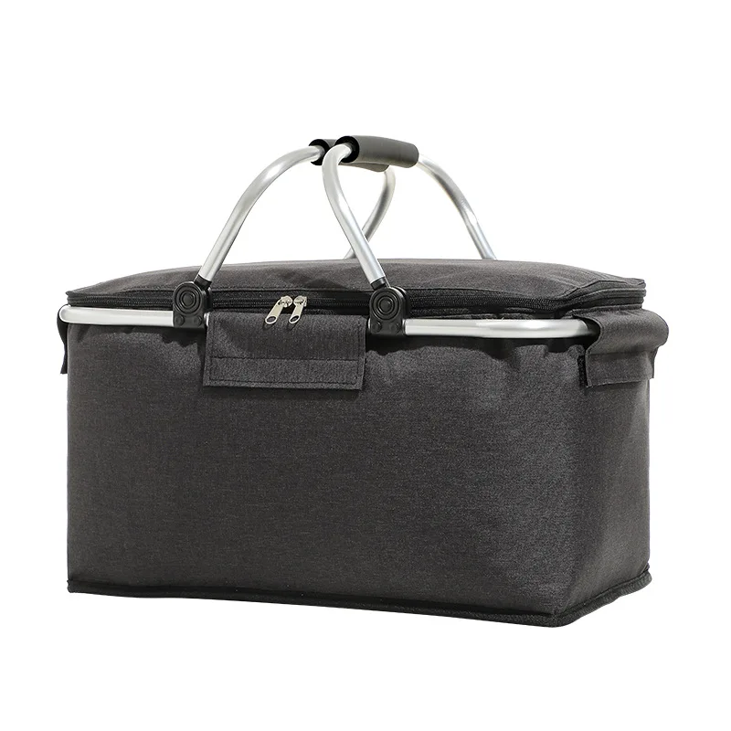 Super Large Outdoor Picnic Basket Cooler Case Box Thermal Insulated Bag Collapsible Foldable Aluminum Frame Waterproof Foil