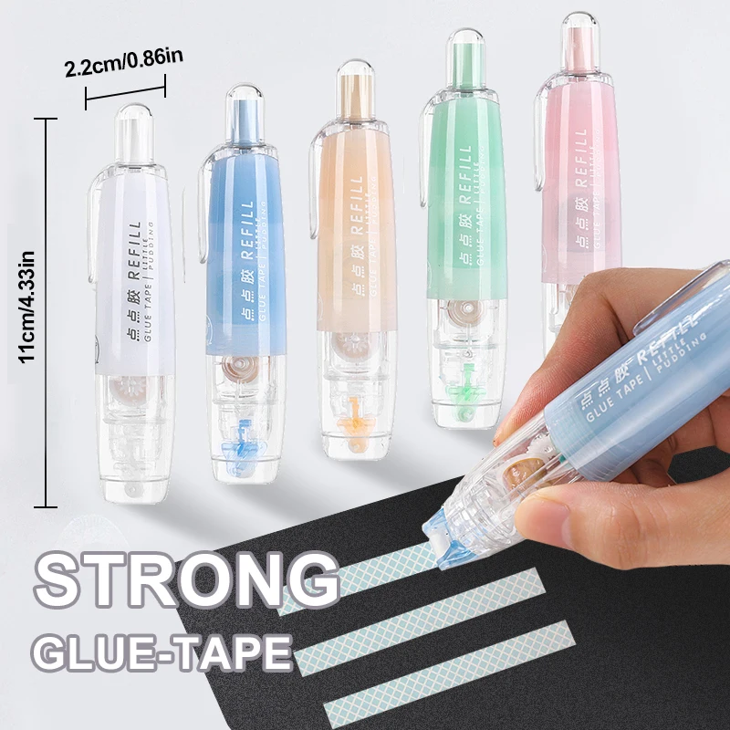 4 Pcs of Strong Adhesive - Double-Sided Tape, 5m*6mm, Replaceable Core, Suitable for Handmade Projects, Schools, and Scrapbooks