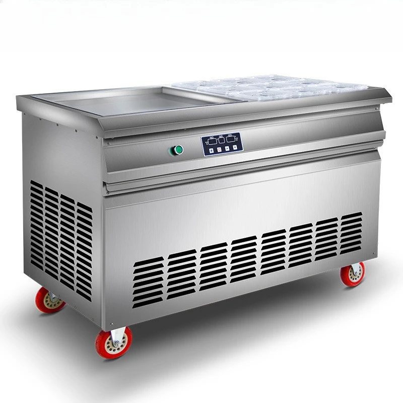 

Smart Fried Ice Roll Fried Yogurt Machine with 9 buckets Commercial Fried Ice Cream Machine