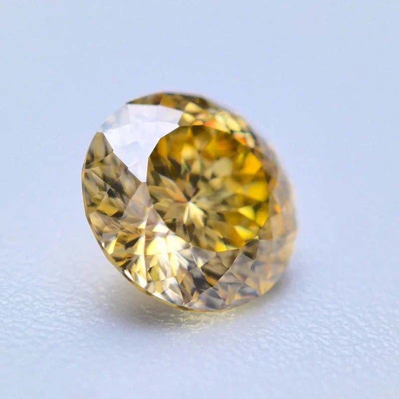 Moissanite Round Shape Lemon Yellow Color 100 Faces Cut VVS1 Bead for Charms DIY Jewelry Making Material with GRA Certificate