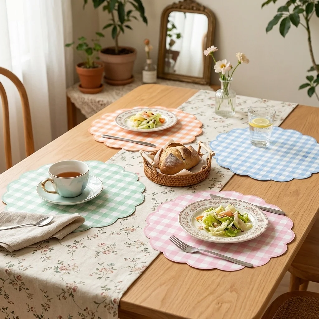 60/120/180pcs paper disposable placemats with lovely flower edges are suitable for birthday decoration of activity parties