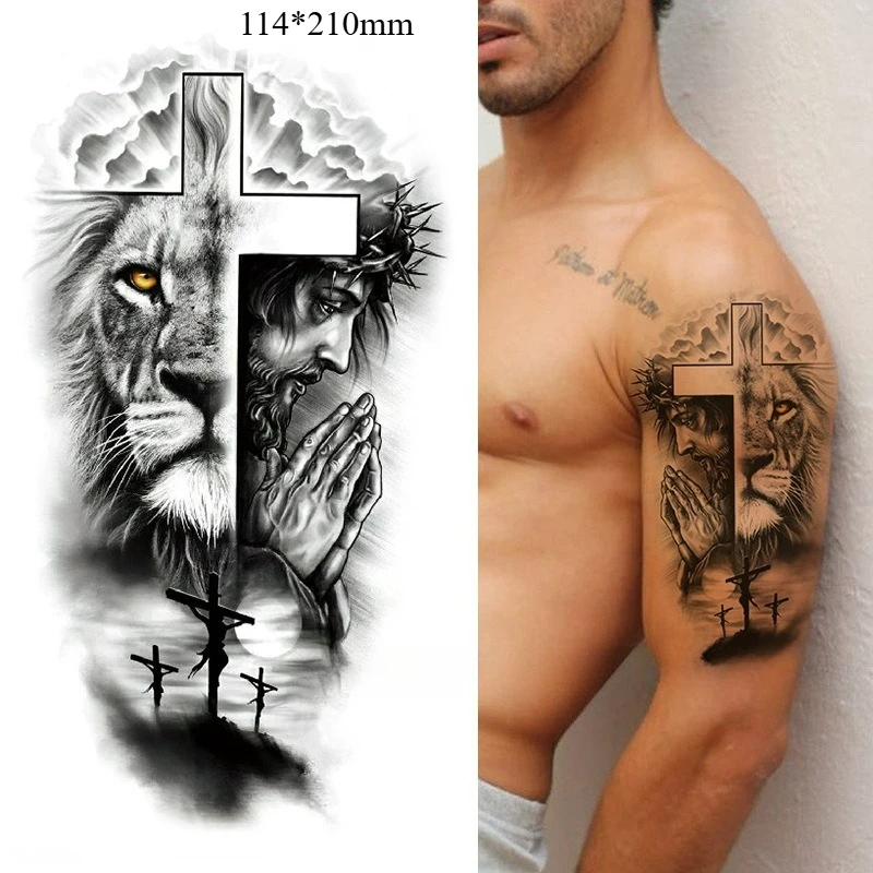 

Small full arm tattoo stickers, animals lion and tiger robot tattoo,Temporary Tattoos for Men Women,Waterproof Fake Tattoo