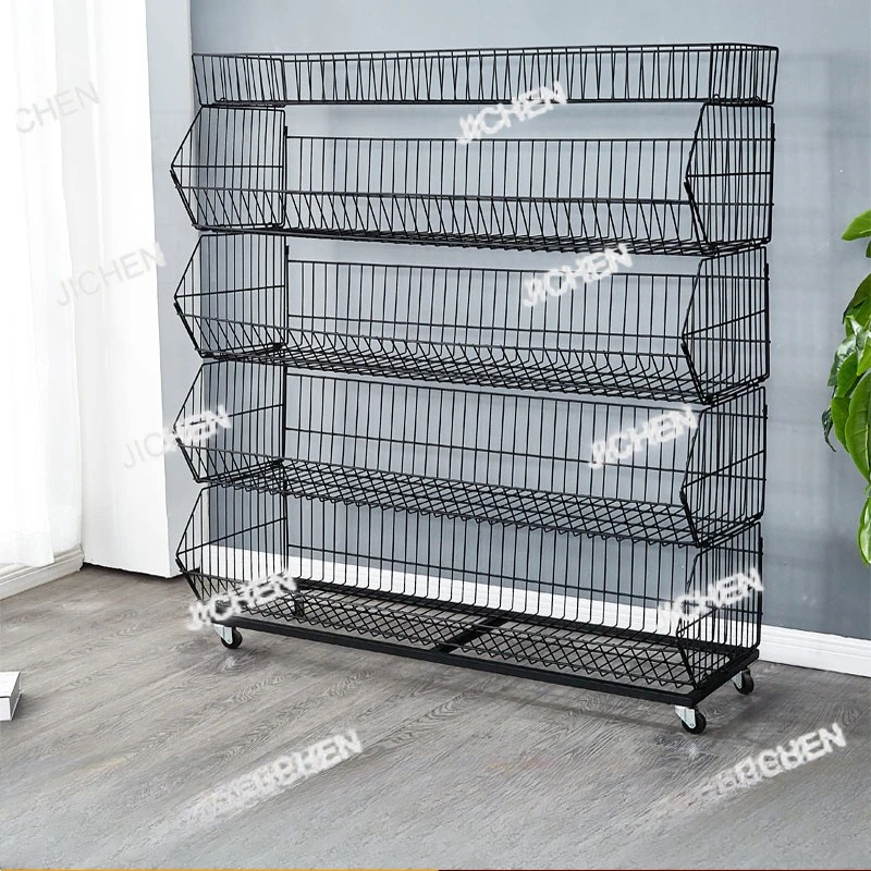 

Supermarket Shelves Mobile Snacks Slant Baskets Convenience Stores Stacked Cages Bakery Display Shelves