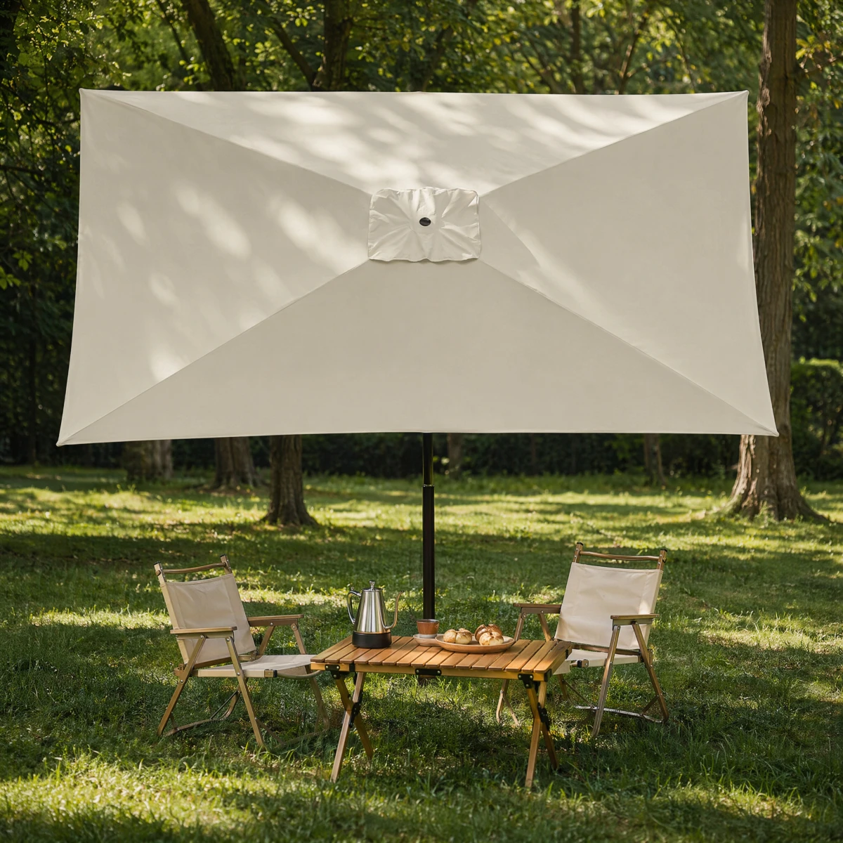 Square Courtyard Umbrella Replacement Canopy, 2x3m 6 Ribs Suitable for Garden Balcony Courtyard Replacement Cover