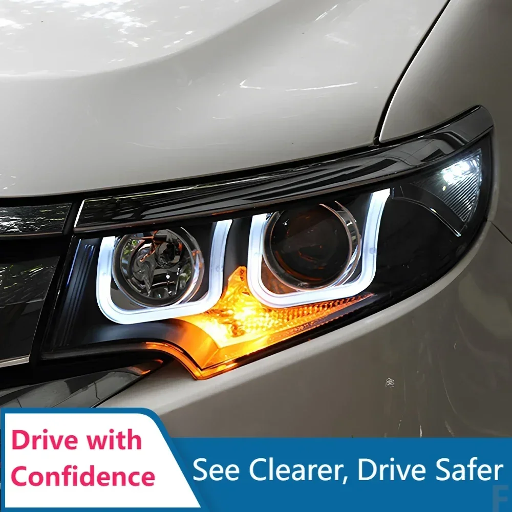

Upgrade Double U DRL Projector Lens Tool Car Accessories Car Front Lamps For Ford Edge 2010-2014 LED Auto Headlights Assembly