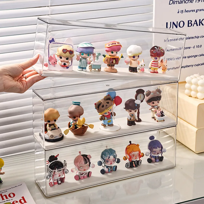 Acrylic Showcase for Collectible Figures Blind Box Clear Display Cabinet for LEGO and Bubblegum Pop Mart Dustproof Storage Box