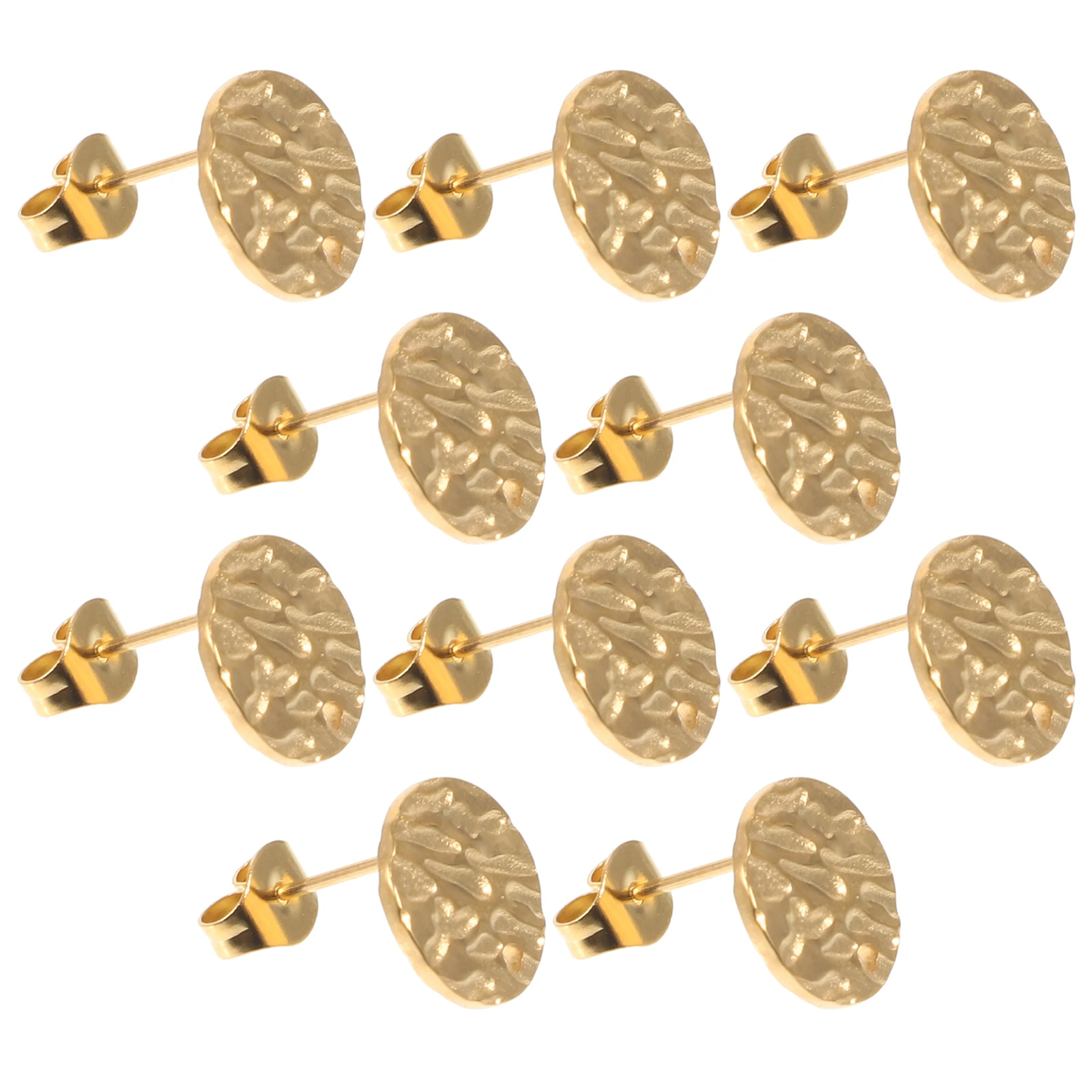 

10 Pcs Earring Sheets Blank Posts for Making Base Stud Stainless Steel Bezel Tray 10mm Gold Lightweight DIY Accessories Jewelry