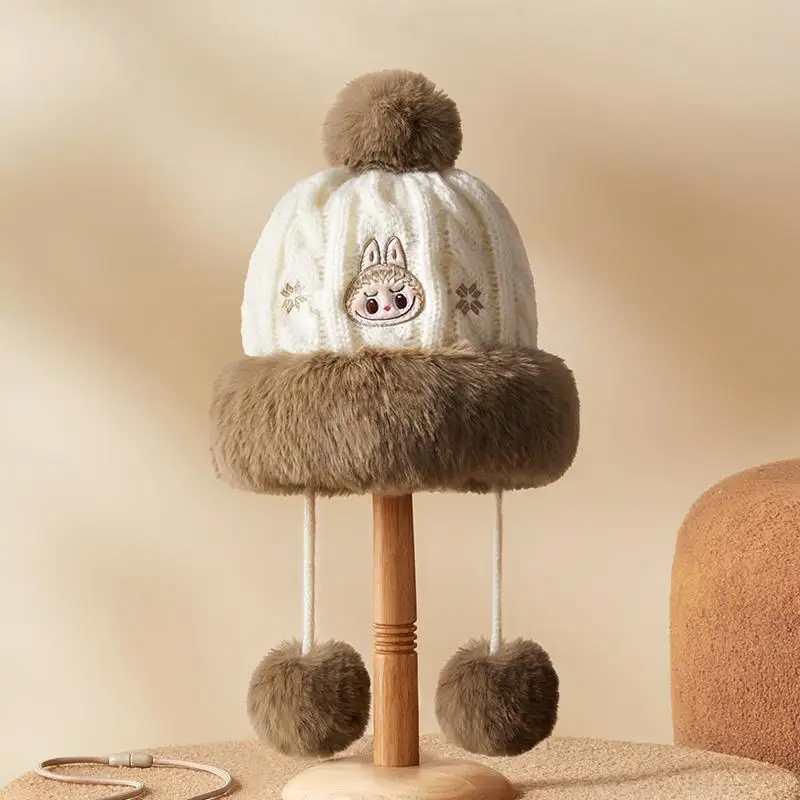 Labubu Warm Series ผ้าพันคอหมวกถุงมือ Fluffy Muffs หูน่ารัก Periphery Wintertime ต้องมีรายการเสื้อผ้าการจับคู่ส่งของขวัญเด็กผู้หญิง