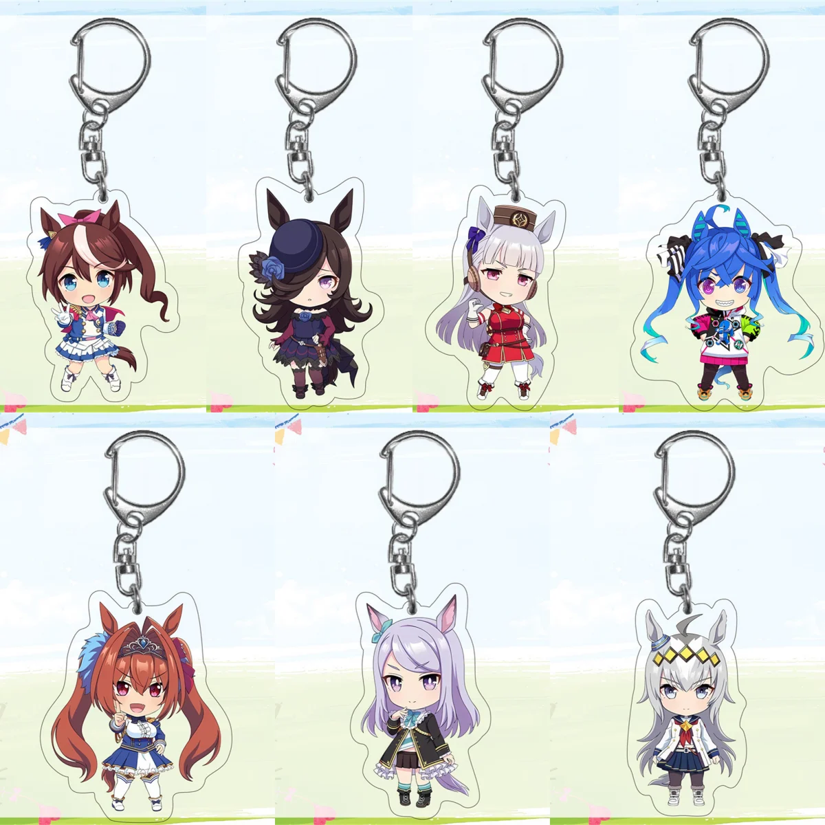 6CM HOT Anime Pretty Horse Acryl-Schlüsselanhänger Modell Cosplay Charm Figuren Ornament Zubehör Sammlerstücke Geschenke