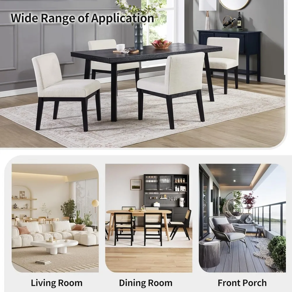 طقم كراسي طعام خشبية مكون من 6 قطع، كرسي غرفة طعام منجد من القماش الحديث مع أرجل خشبية، وكراسي عشاء المزرعة #5