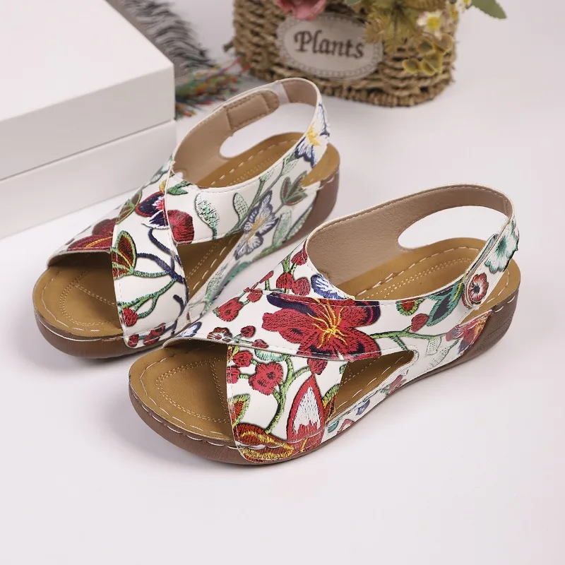 Summer Color Block Wedge Womens Sandals Open Toe Comfortable Casual Woman Shoes Non-Slip Slingback Platform Womens Slippers