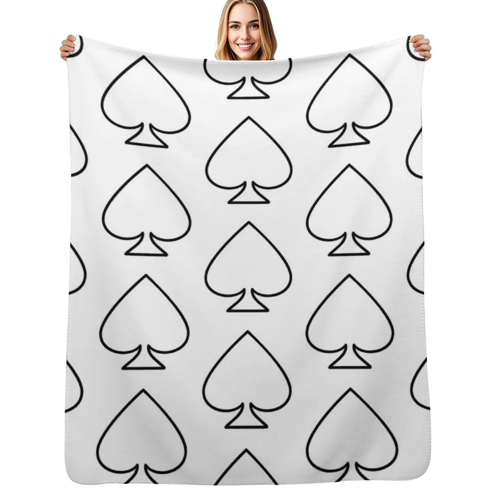 Ace of Spades White T-Shirt Throw Blanket Elegant Warm Throw Blanket for Hotel Home