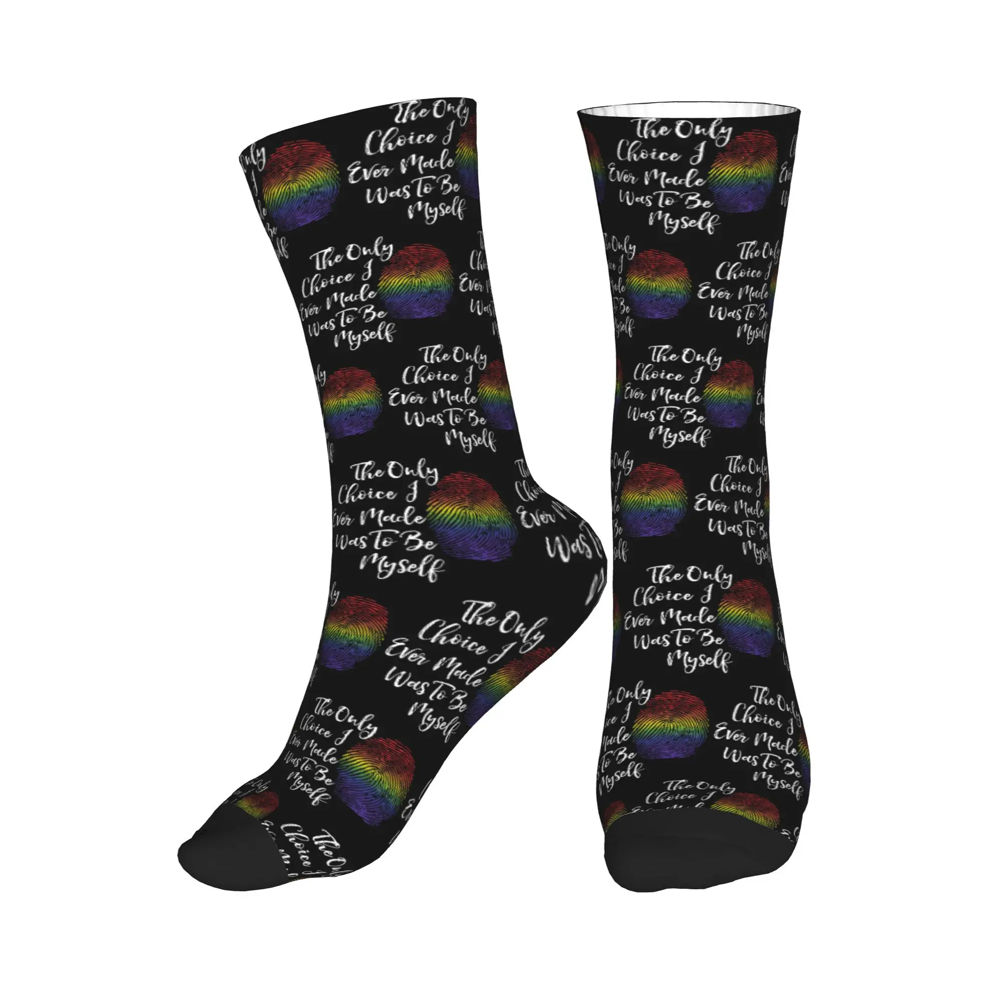 

All Seasons Faux Glitter Rainbow Pride Flag LGBT Gay Lesbian Sport Middle Tube Socks Crew Socks Casual Stockings for Men Women