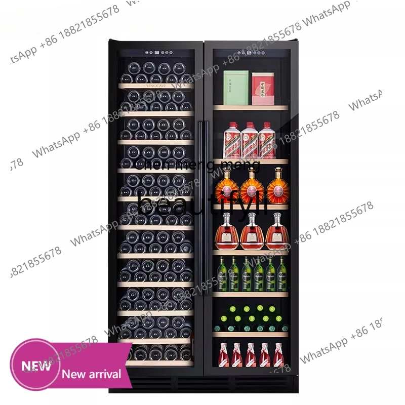 

x New red wine cabinet constant temperature wine cabinet household ice bar embedded double door X