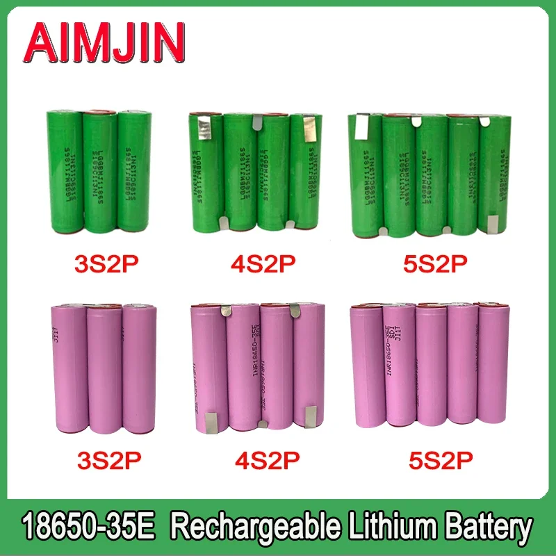

18650 MJ1 18650-35E 7500 мАч 2S2P 3S2P 4S2P 5S2P 7,2 в 10,8 В 14,4 в 18 в для отвертки, аккумулятор для сварки