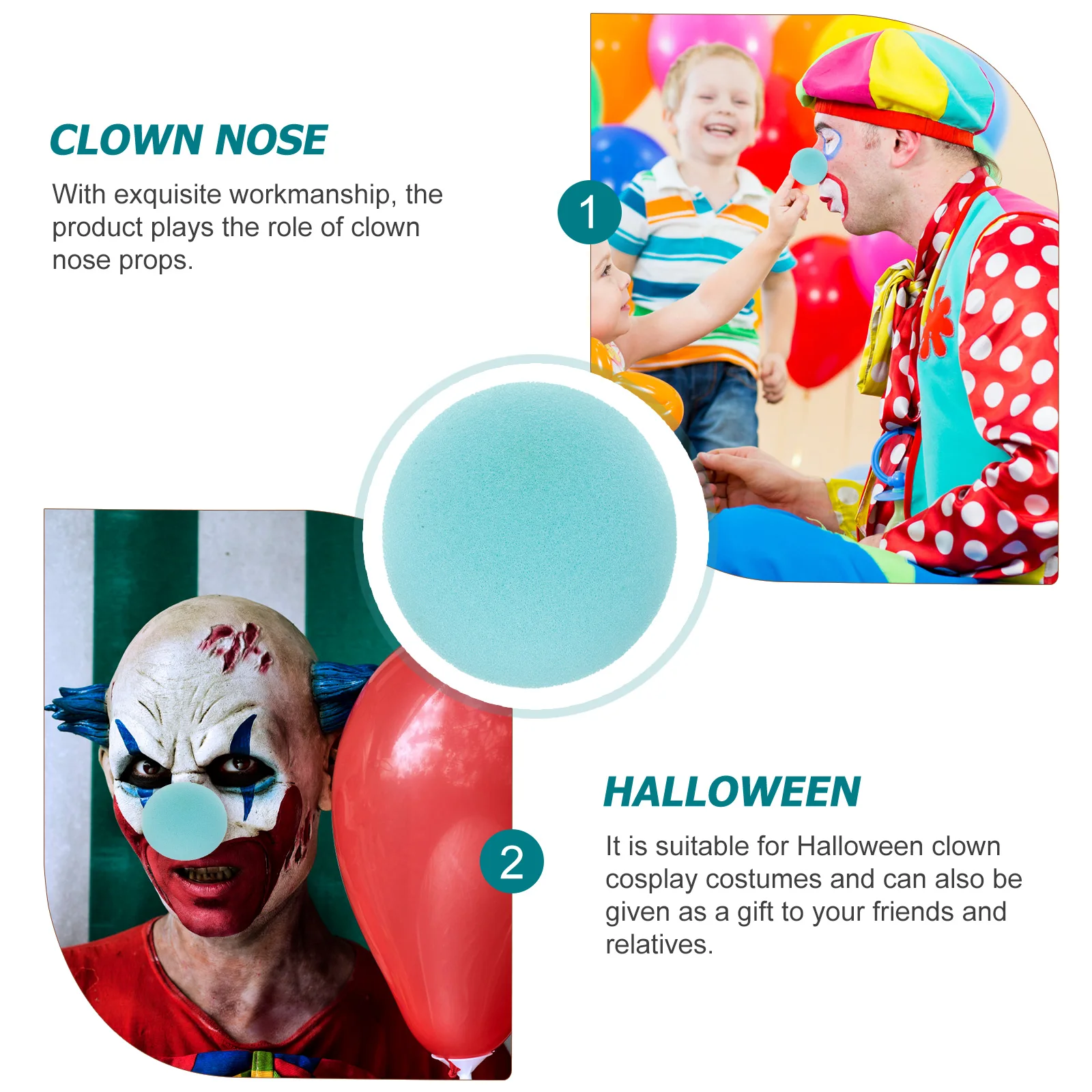 

20 Pcs Carnival Sponge Nose Dress up Clown Prop Adult Party Cosplay Costume Accessories